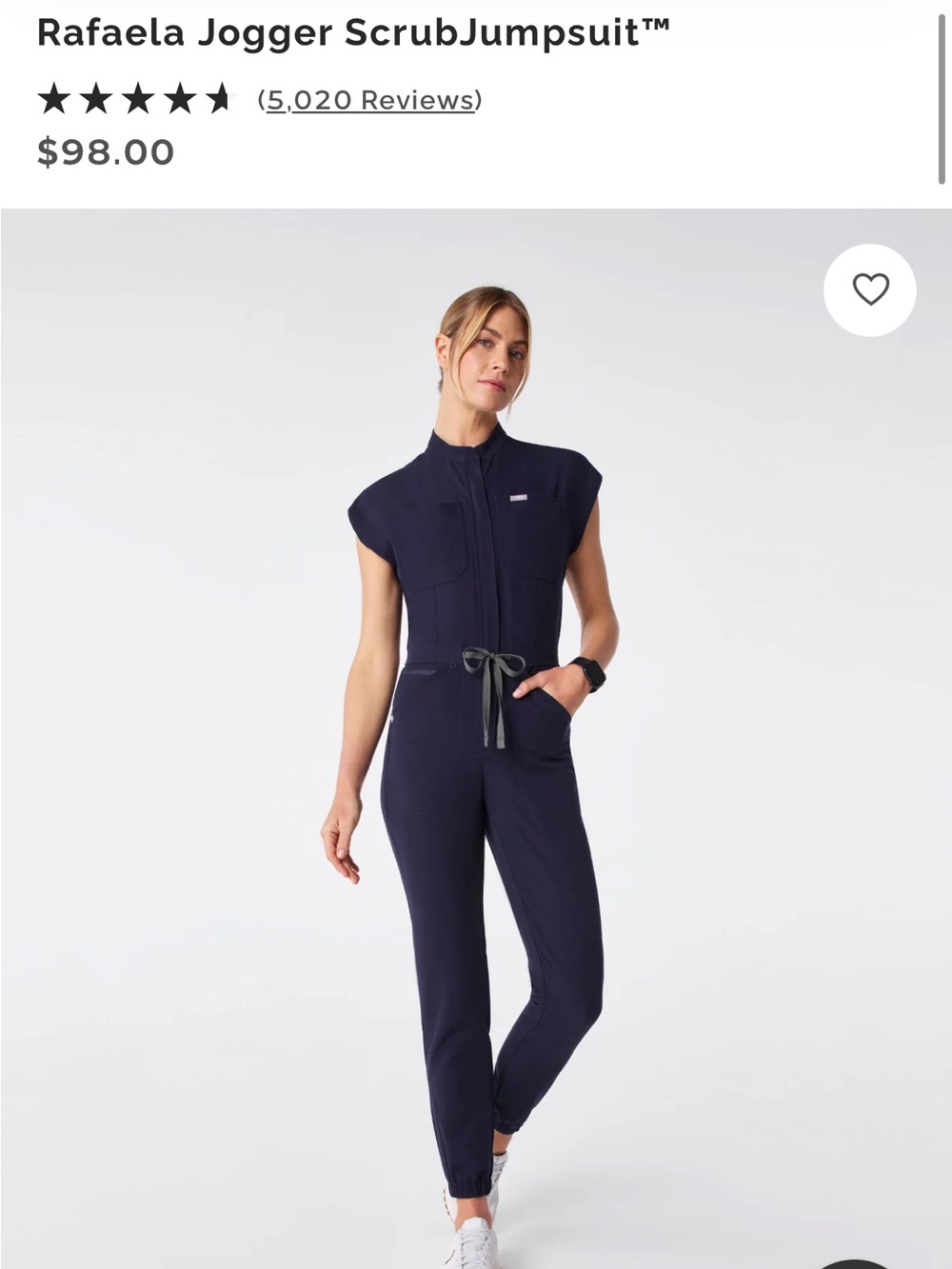 Figs Navy Utility Jumpsuit with Drawstring Tie